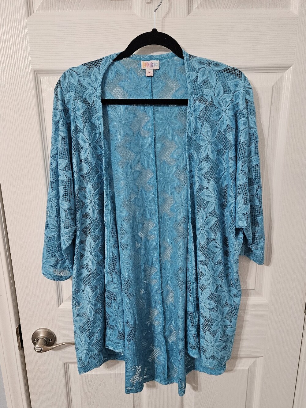 LuLaRoe Turquoise Floral Lace Duster